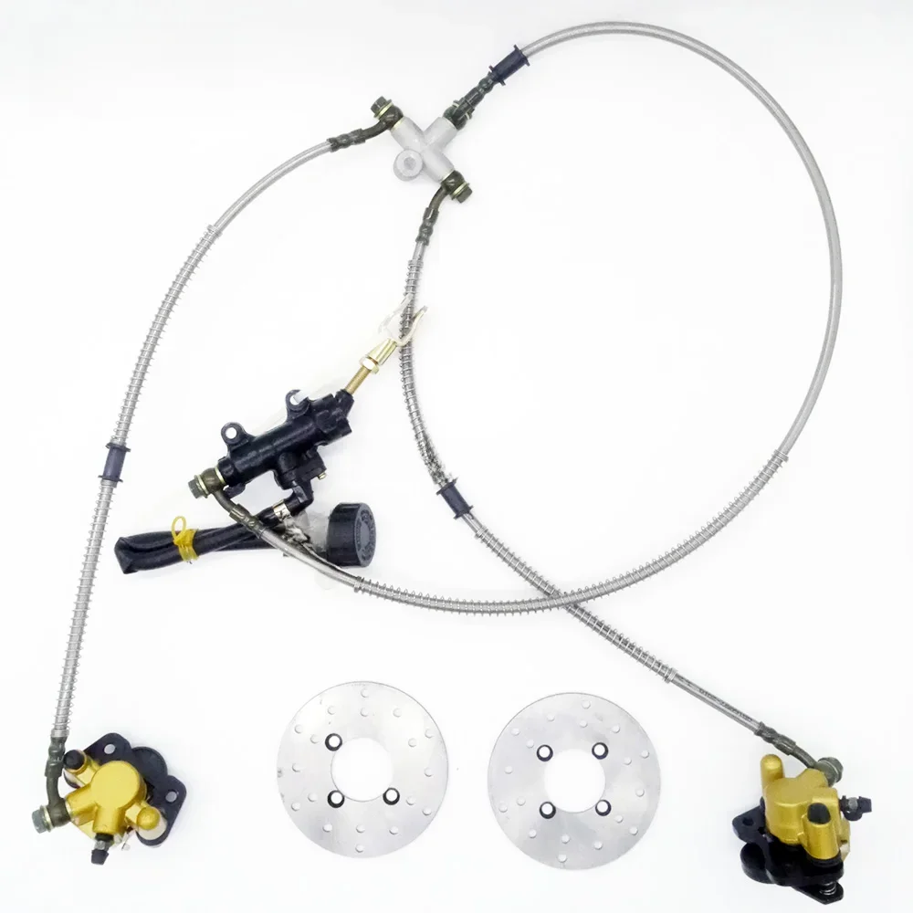 1 Zestaw 2 w 1 Hydrauliczny Hamulec Tarczowy z Dźwignią Nożną 108mm/110mm Pasuje do ATV 50cc 110cc 49cc Motocykla Gokarta Buggy UTV Skuter Części — zdjęcie 2