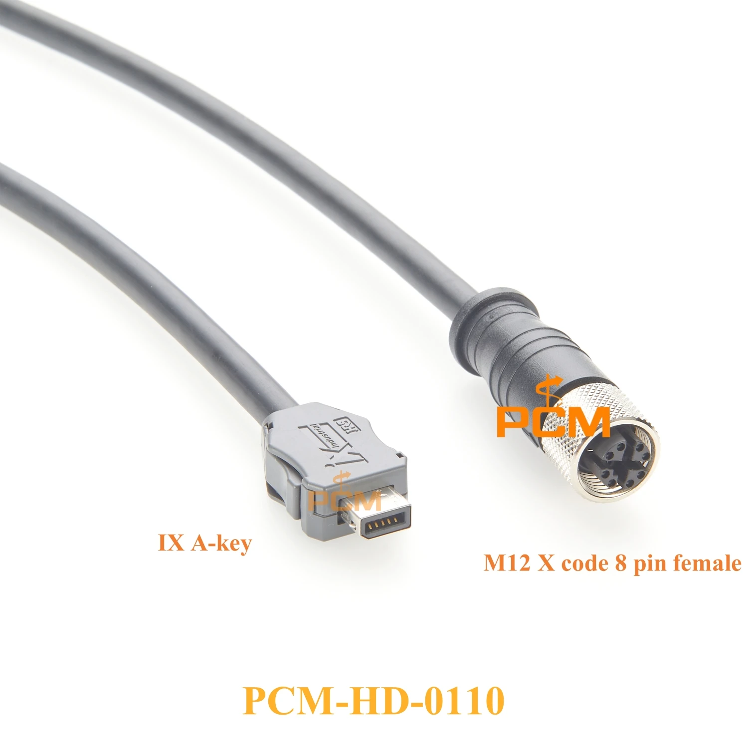 CAT6A IX Industrial Ethernet Cable, IX A Key to M12 X-Code 8 Pin Female Cable, Compatible with Harting IX Series Cable