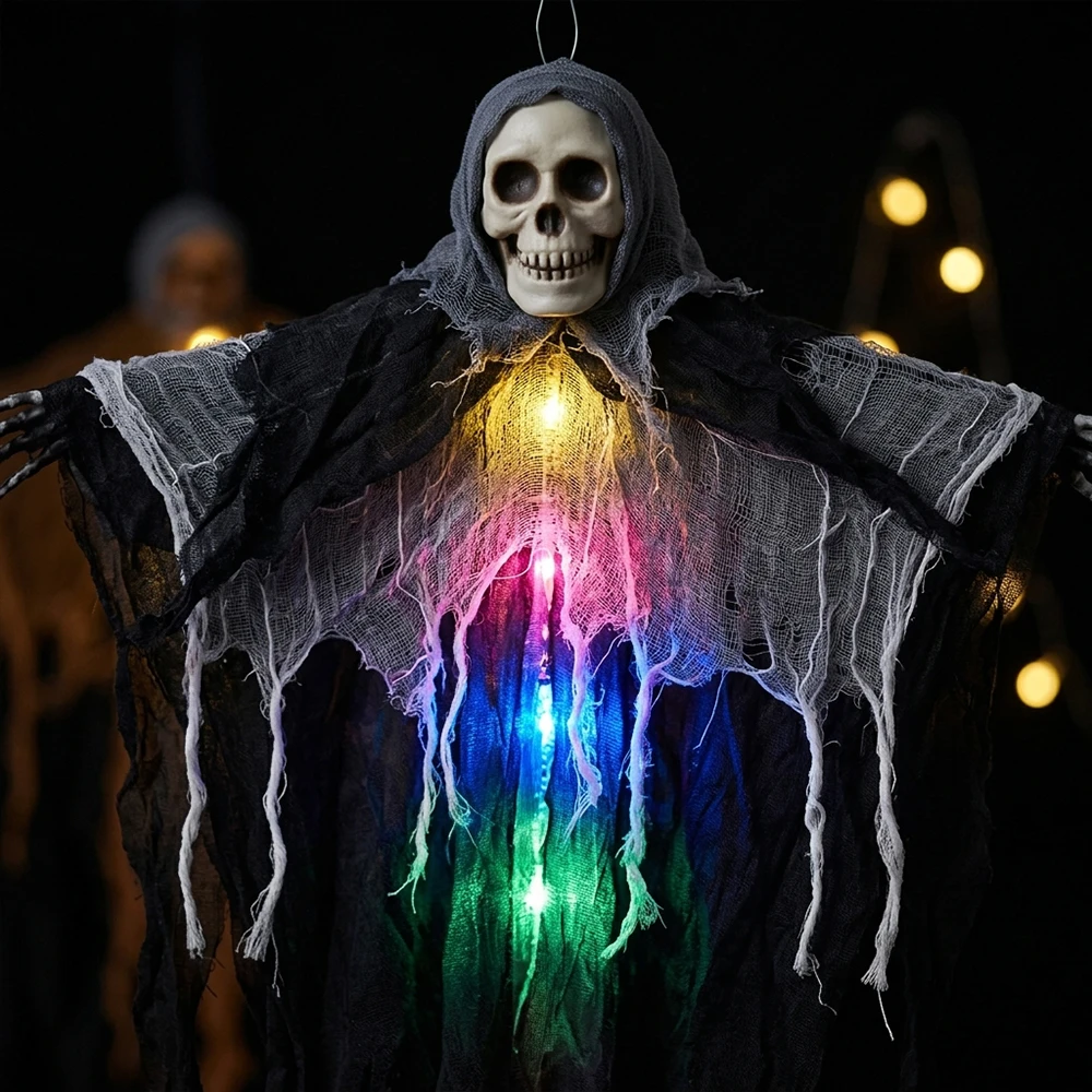 

Halloween Skull Phantom Light High-Quality Resin Head Eerie Glow Best for Terror Night Supplies Bar and Club Owners Easy to Hang