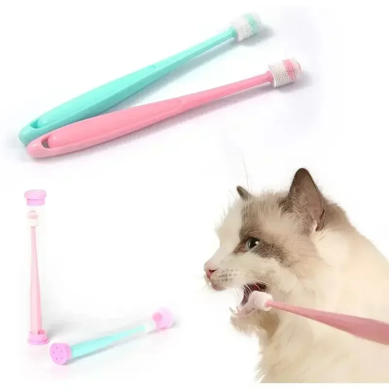 TONG-Brosse à dents en silicone souple pour petit chien et chat, étui de soins dentaires, facile à manipuler, emballage indépendant, résistant à 360