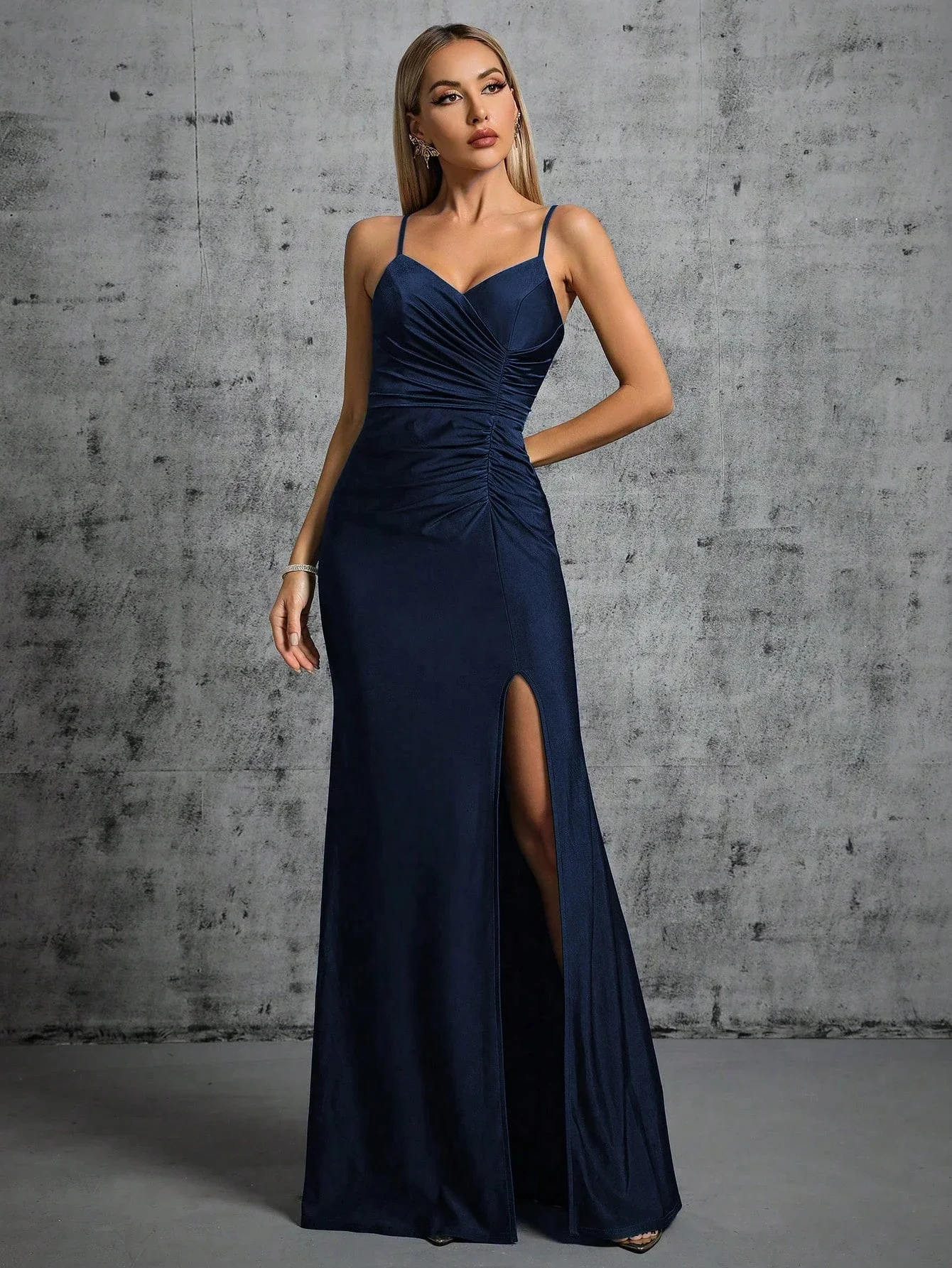 Mgiacy Halter Geplooide Onregelmatige Split Fishtail Rok Avondjurk Bal Jurk Feestjurk Bruidsmeisje Jurk - afbeelding 2