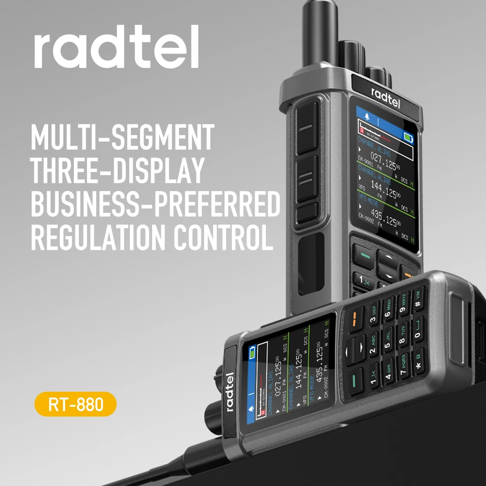 Radtel RT-880G + Cable de programación Ham Radio 10w 1024 CH con AM SSB CB rx, USB LSB CW CB LW MW SW 2000mAh 1024 canales tipo C