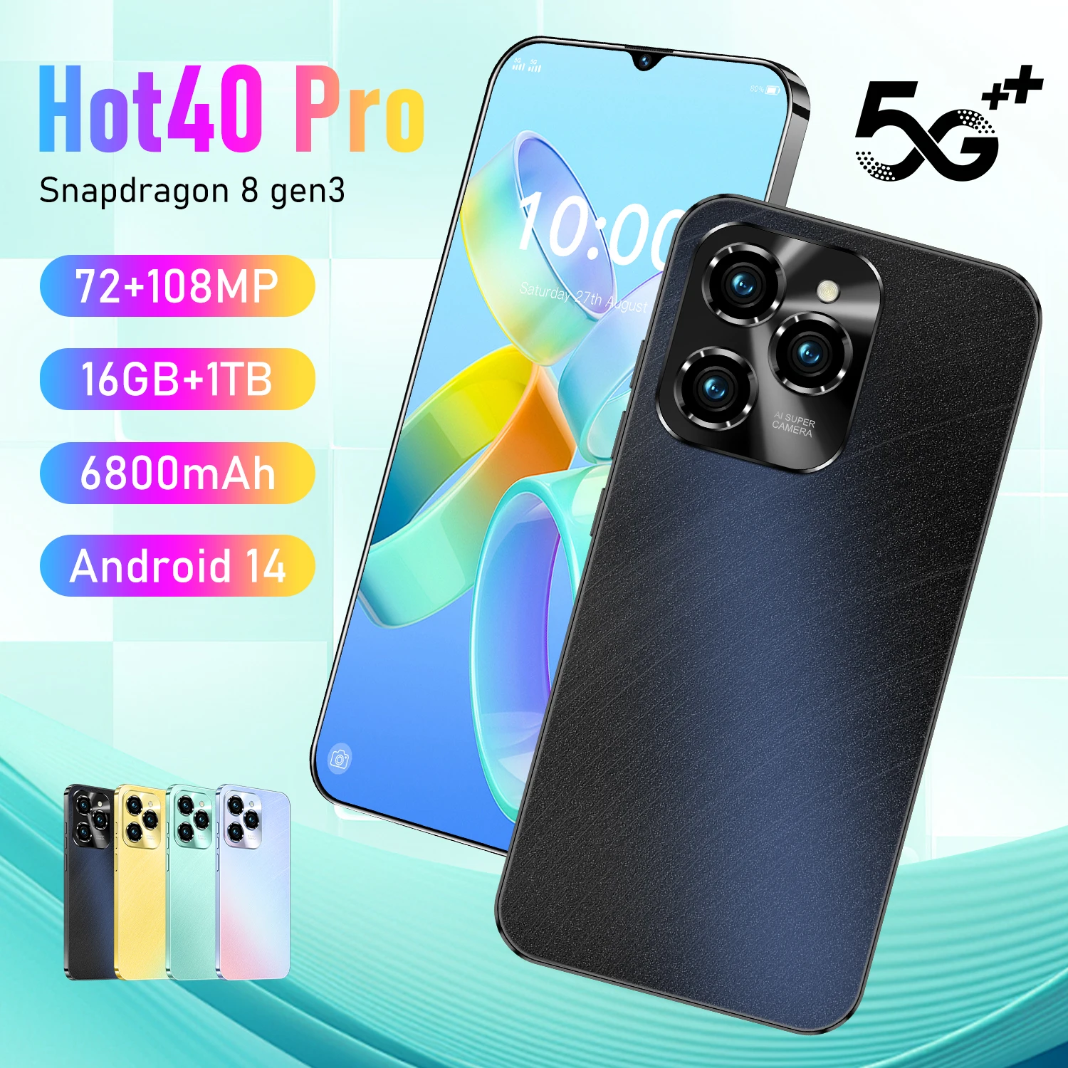 

HOT 40 Pro 2025 New Original For Brand Smartphone 6.8 inch Full Screen 4G 5G Cell Phone 6800mAh Mobile Phones Global Version