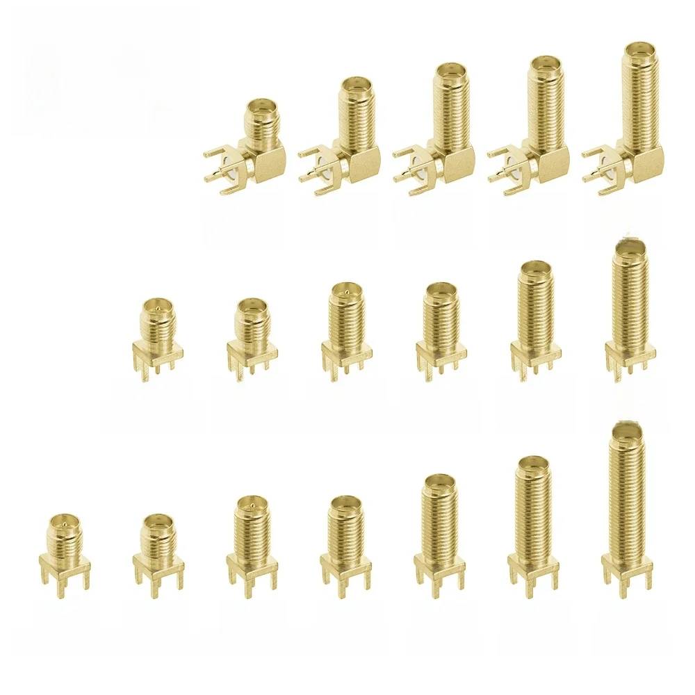 10PCS SMA żeńskie gniazdo męskie Adapter wtyczki lutowane Krawędź PCB Prosty kąt Mocowanie RF Złącze miedziane Gniazdo wtykowe — zdjęcie 2