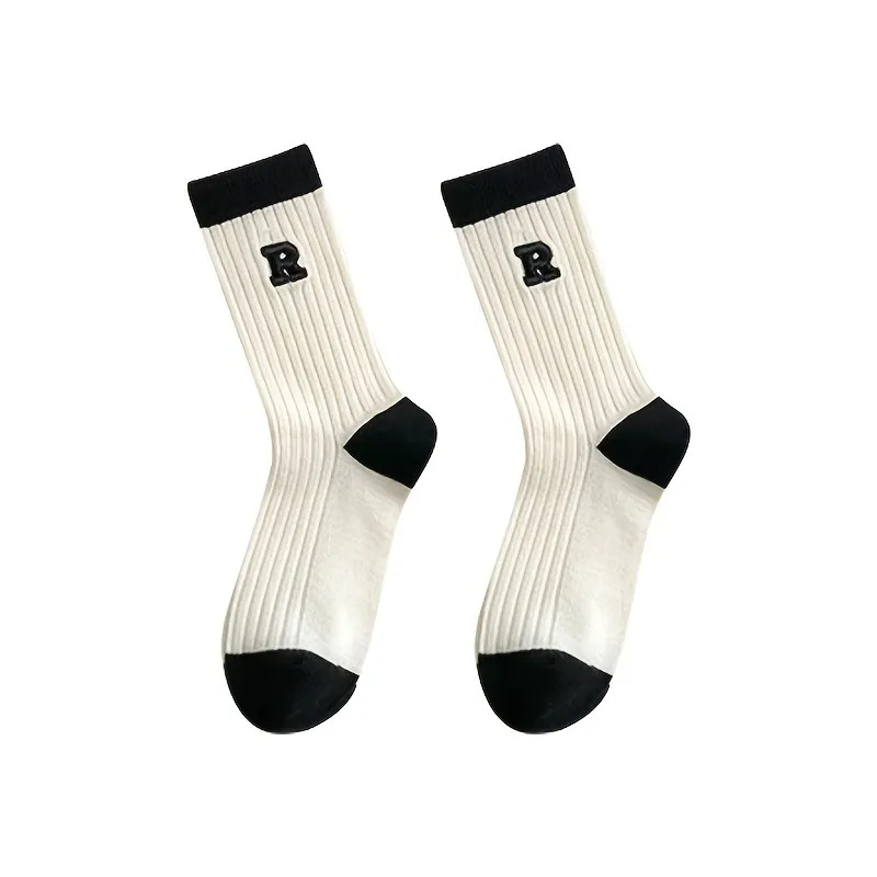 20 pares de calcetines a rayas blancas y negras, informales y ligeros, modernos y versátiles, adecuados para deportes y ocio