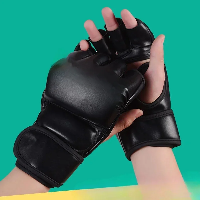 2024 gants de boxe professionnels pour adultes gants de boxe d'entraînement de sac de sable de Combat Sanda Muay Thai MMA Kickboxing gant demi-doigt