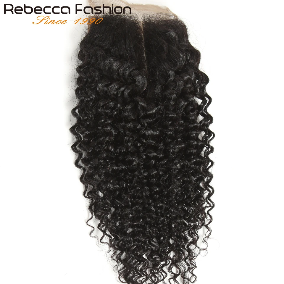 4X4 Kinky Curly Lace Closure Pre Plucked Human Hair Transparent Lace Closure With Baby Hair Brazilian Curly TOP Lace Closure