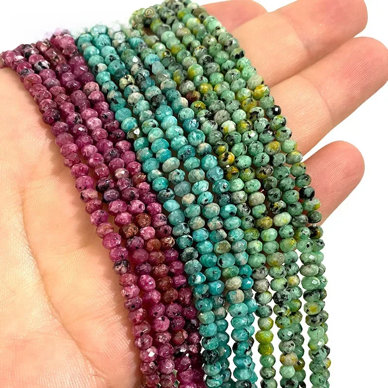 3x4MM Facettierte Abacus Naturstein Imitieren Türkis Räder Lose Spacer Perlen für Schmuck Machen Diy Armband Zubehör 15''