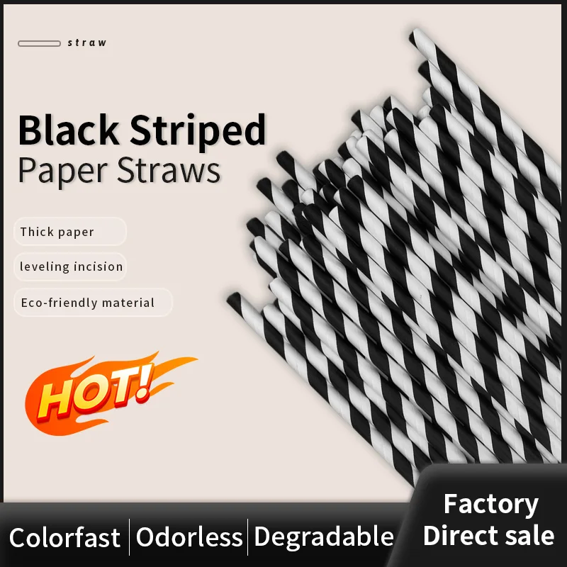 

2,000 Blace and White Stripes Paper Straws, Can be Used for Juice, Enjoy The American Victory