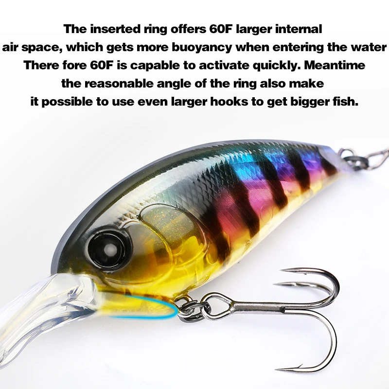 TSURINOYA 60mm 16.6g 0-3m Floating Fishing Lure Crankbait CHASER 60F Crazy Wobbler Artificial Hard Baits Long Casting Crank