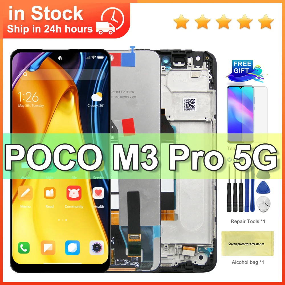 For Xiaomi Poco M3 Pro 5G LCD Display Touch Screen Assembly Replacement For Xiaomi Poco M3 Pro M2103K19PG M2103K19PI LCD Display