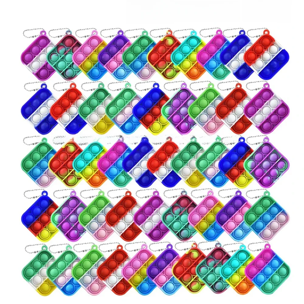 12/24/48 pièces Mini Pop Push Fidget jouets ensemble porte-clés Fidget jouet Anti-anxiété soulagement du Stress main jouet Pack pour enfants adultes cadeaux