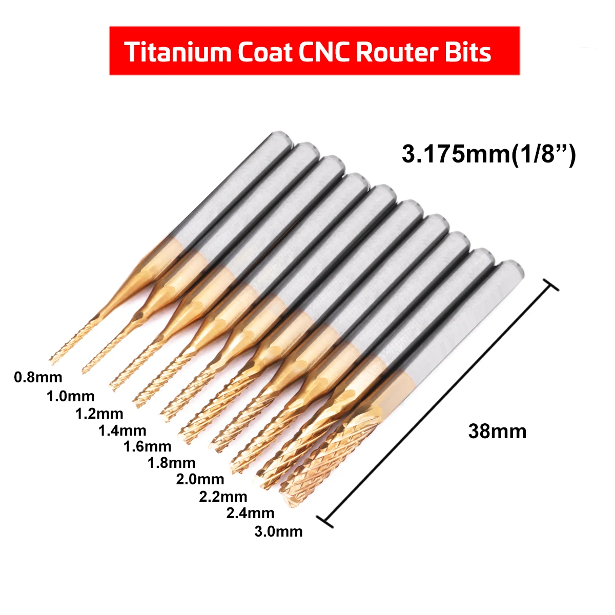 Fim Moinho Gravura Bits Set, CNC Router Bits, PCB Cortador, Carbide Milling Tools, Nariz De Bola, 3.175mm Shank, 40Pcs