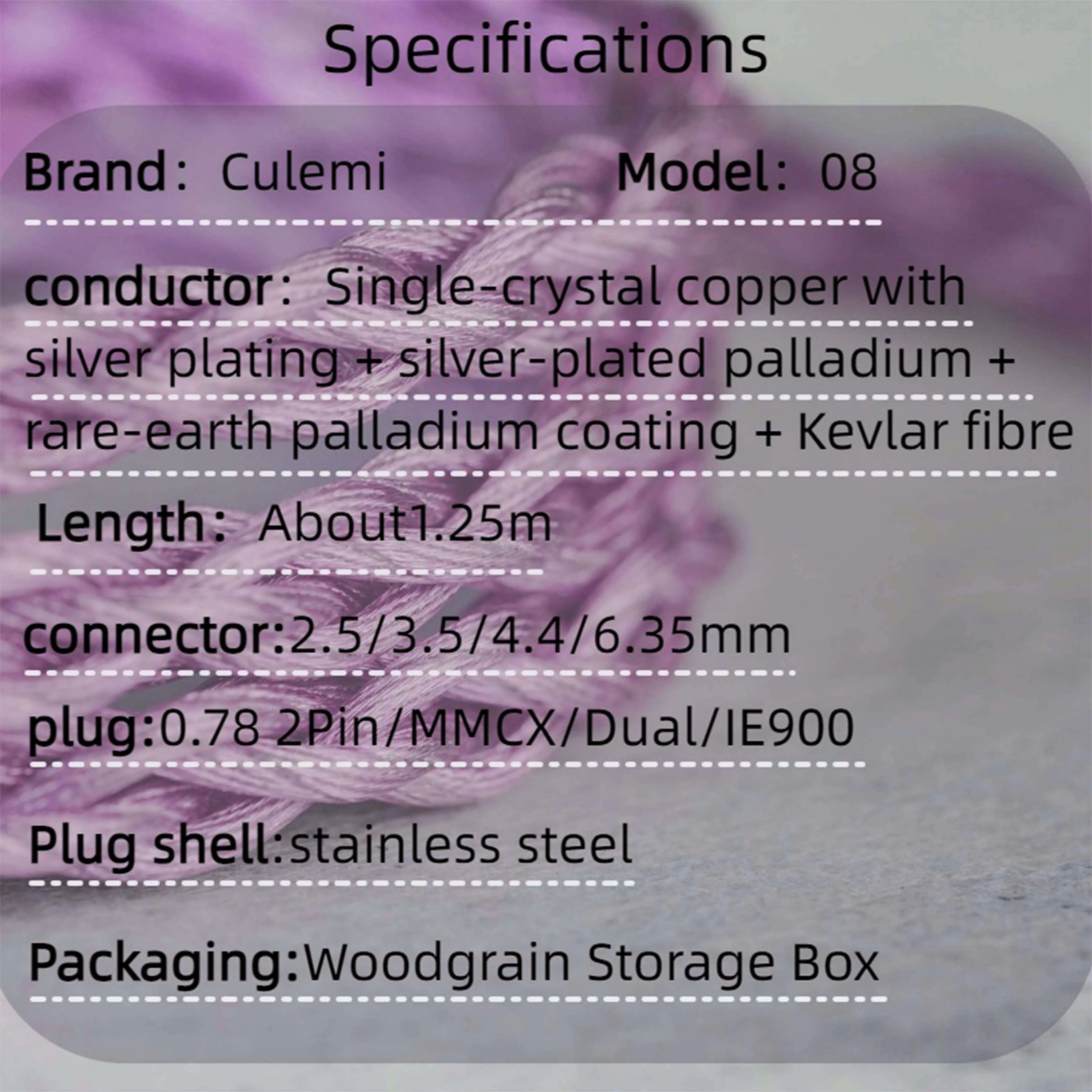 Culemi-09 IEM-Kabel 6-Kern Verbessertes Kabel Mit 2,5/3,5/4,4mm Stecker Optional 2PIN/Dual/MMCX/IE900 Für KZ Kopfhörer HIFI Headset – Detail 9