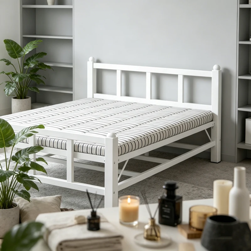 Cama Individual Plegable de Madera Moderna y Sencilla para el Hogar, Oficina, Siesta, Casa de Alquiler, Cadena de Suministro de Hierro, Cómoda B476521