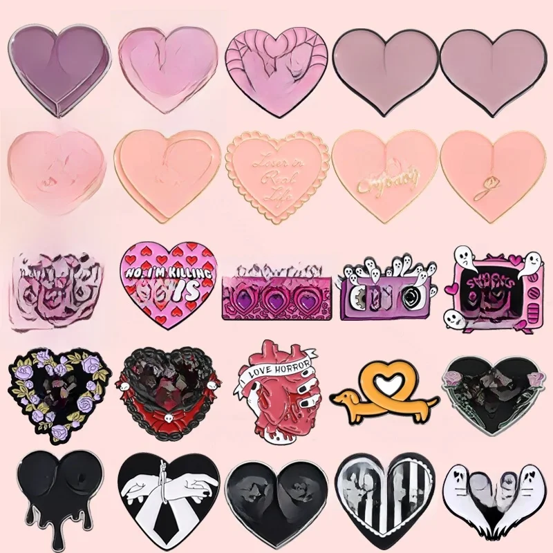 Broche gothique rétro en émail, cœur rose, cerveau fantôme, Badge Radio et télévision, citations classiques amusantes, épingles à revers Punk, bijoux cadeau