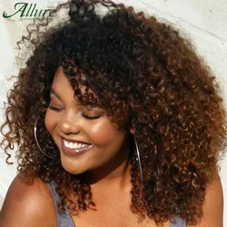 Jerry Curly Human Hair Wigs For Women Dark Brown Colored Short Curly Hair Glueless Wig Brazilian Afro Kinky Hair Wigs Allure