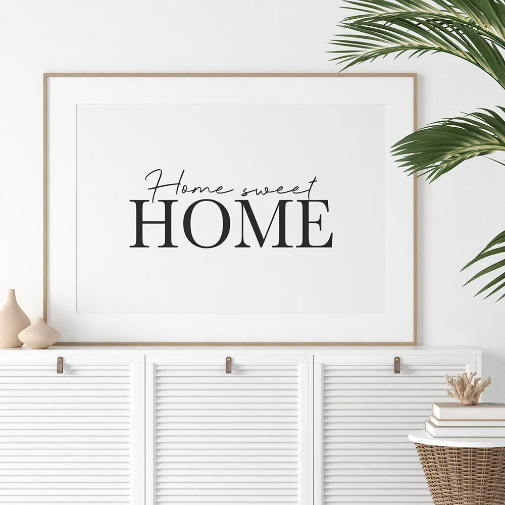 Home Sweet home Quotes Print Poster Black And White Wall Art Canvas Line Heart Minimalist Painting For Home Decor Wall Pictures