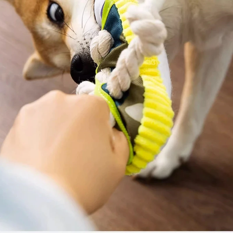 TOWOWO Dog Toys Shoes Pet Cotton Rope Slippers Sound Making Toys Teeth Cleaning Built-in BB Airbag Round Ball Bell Various