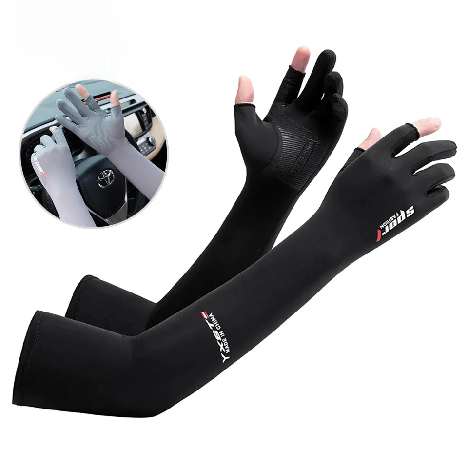 AliExpress NONE GTUBIKE Gloves With Ice Sleeves Summer Sun Protection Breathable Two-finger Gloves Arm Covers Driving Hiking Cycling Men Women