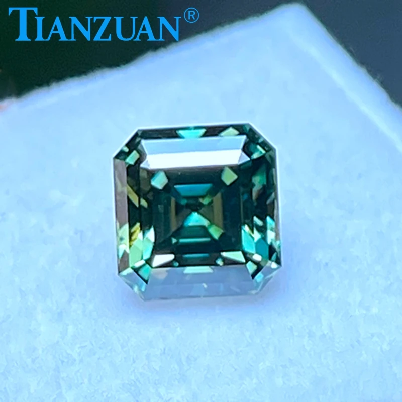 

4.5x4.5mm to 10x10mm Asscher Shape Moissanites Loose Gems Stone Yellow Green Color For Jewelry Making