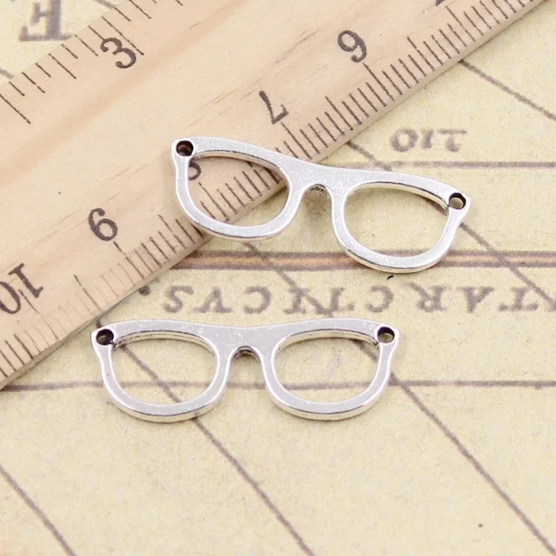 20 sztuk Charms okulary okulary przeciwsłoneczne 29x10mm tybetański brąz kolor srebrny wisiorki antyczne tworzenia biżuterii DIY Handmade Craft — zdjęcie 2