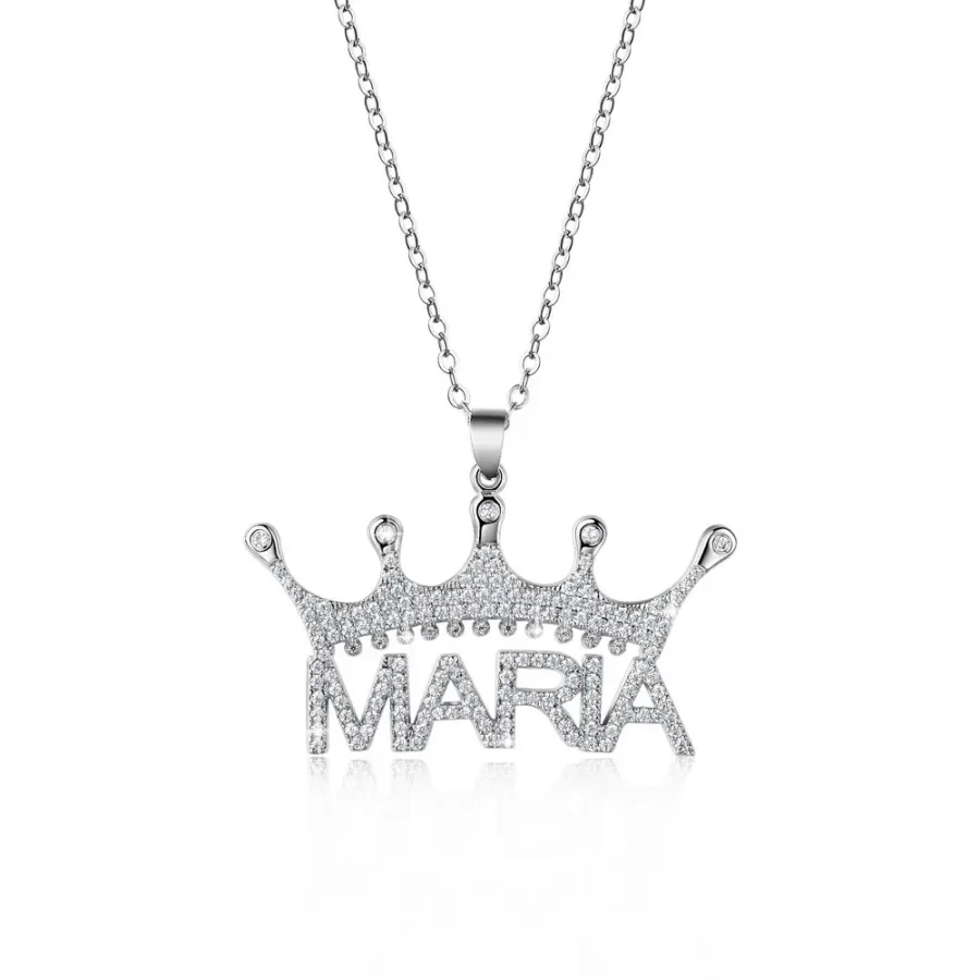 Crown Custom Diamond Name Necklace Personalized Melon Seed Clasp Jewelry Anniversary Birthday Family Memories Couple Wedding