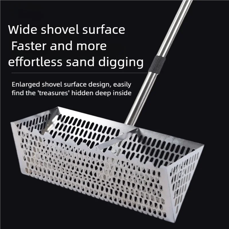 Edelstahl-Sandflöhe, Rechen, Schatzkennung, Jagd, Edelstahl-Werkzeug, Sandrechen, hochwertige große Metalldetektorschaufeln