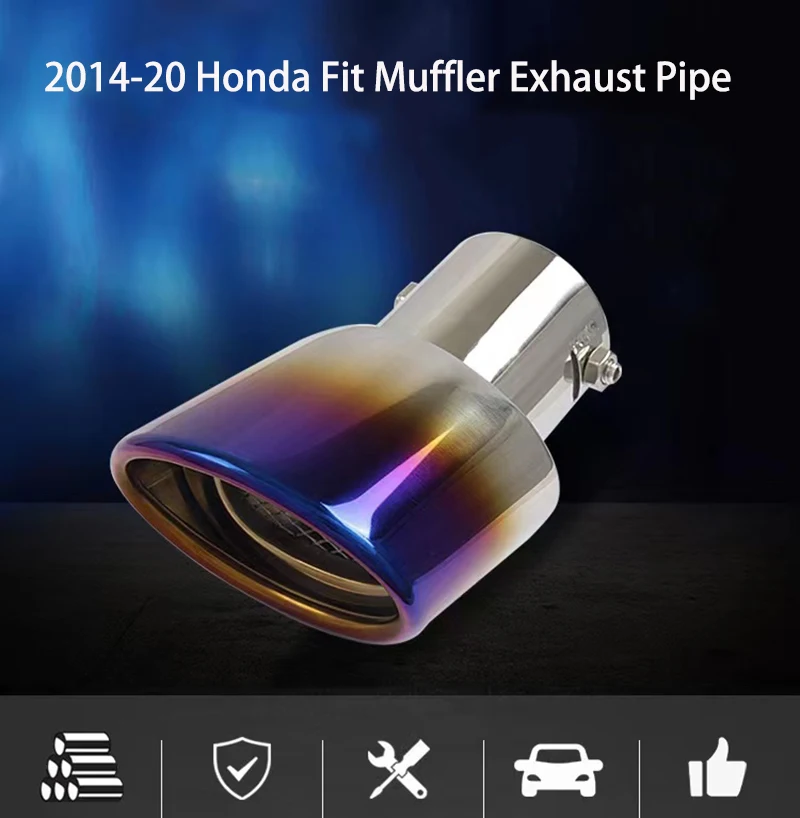 2014-20 Honda Fit Rear Muffler Exhaust Pipe Modified Tail Throat  63mm Decoration Single Outlet Stainless Steel Auto Accessoreis