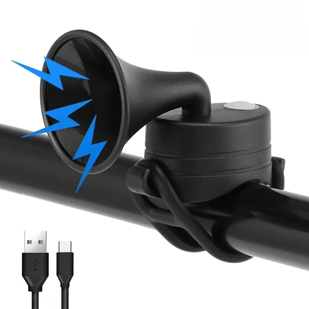 AliExpress 120DB Loud Sound Electric Bike Horn Rechargable Waterproof 5 Mode MTB Bell Ultralight Road Bicycle Scooter Horn Bike Accessories