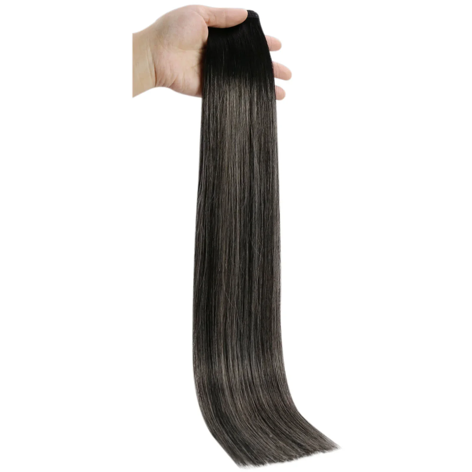 LaaVoo Virgin FLAT Silk Weft Hair EXTENSION คุณภาพสูง 50g 16-24 นิ้ว 100% ผมมนุษย์จริง 12 เดือนที่มองไม่เห็นตรงธรรมชาติ