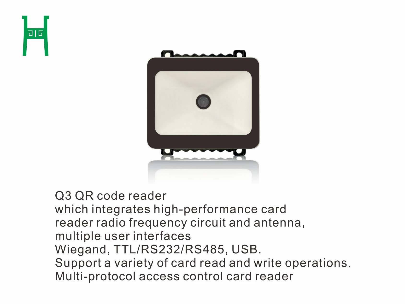Qr-code – lecteur de cartes, Mifare,NFC,RFID, contrôle d\'accès, sortie RS485/RS232/USB/TTL, Wiegand26/34, OEM
