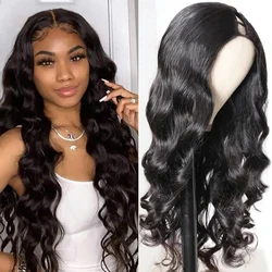 180% Cheap V U Part Wig Body Wave Human Hair Wigs For Women Brazilian  Hair Glueless Human Hair Wavy U Part Wig Natural Wigs