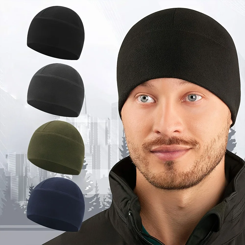 AliExpress 2023 New Unisex Windproof Polar Fleece Warm Beanie Hat Cap Male Winter Ski Cycling Cap Hat For