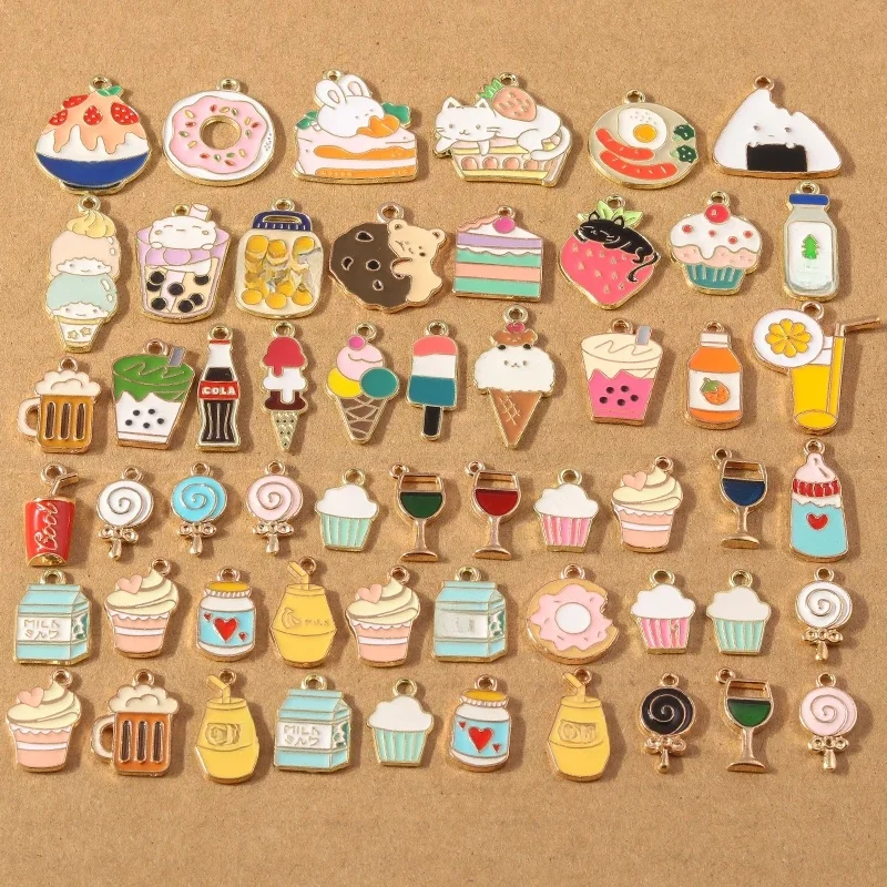 Breloques en Émail pour Bijoux, Accessoires de Collier, Boucles d'Oreilles, Crème Glacée, Lait, Cola, DIY, 10 Pièces