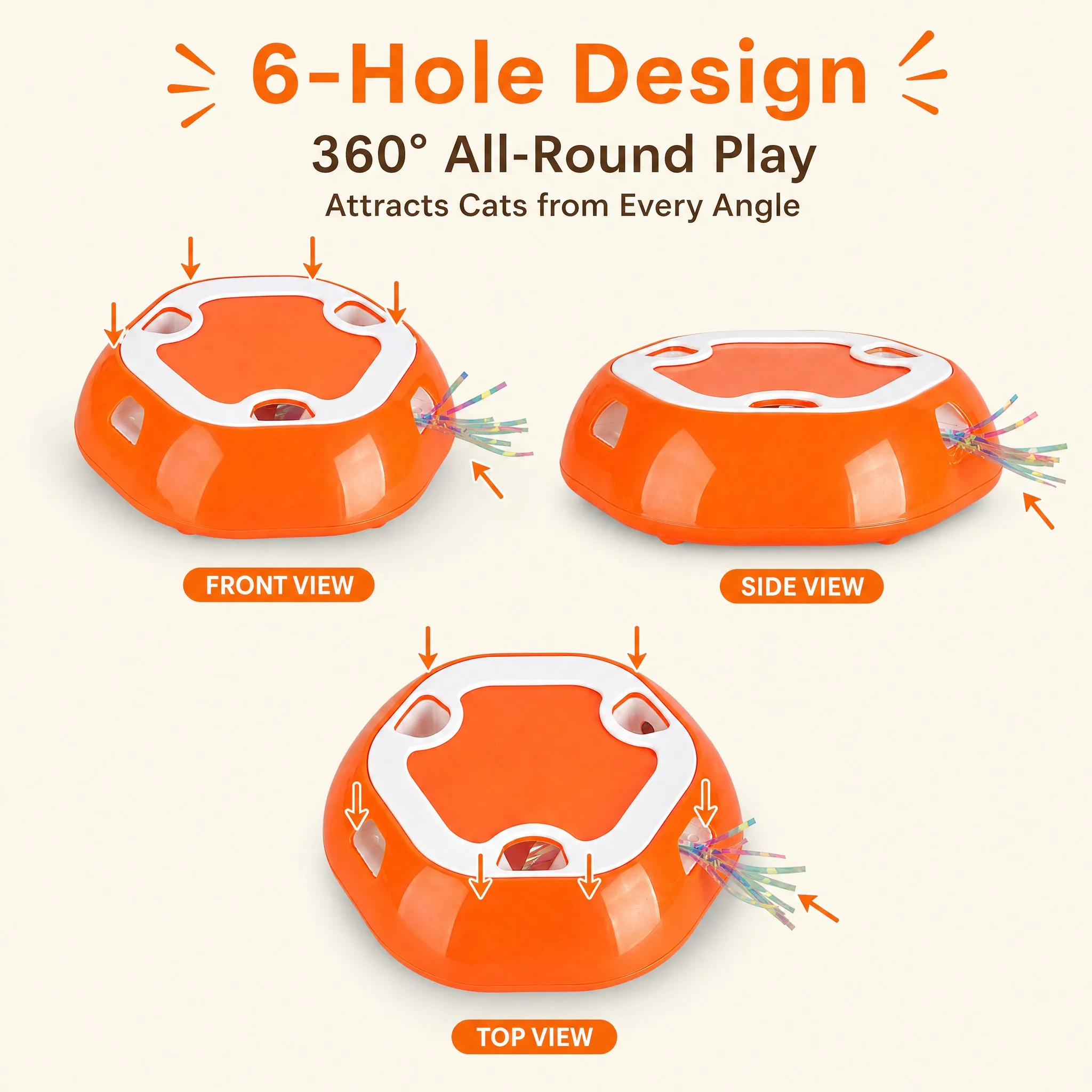Automatic Whack-A-Mole Cat Toy Motion Activated Random Interactive Enrichment Anti-Tip Stable Indoor Exercise Play Toy for Cats