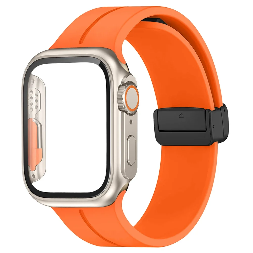 Magnetic Silicone Bracelet + Switch To Ultra Case Case For Apple Watch Kit 40mm 44mm 41mm 38mm 42mm 45mm iWatch Accessories