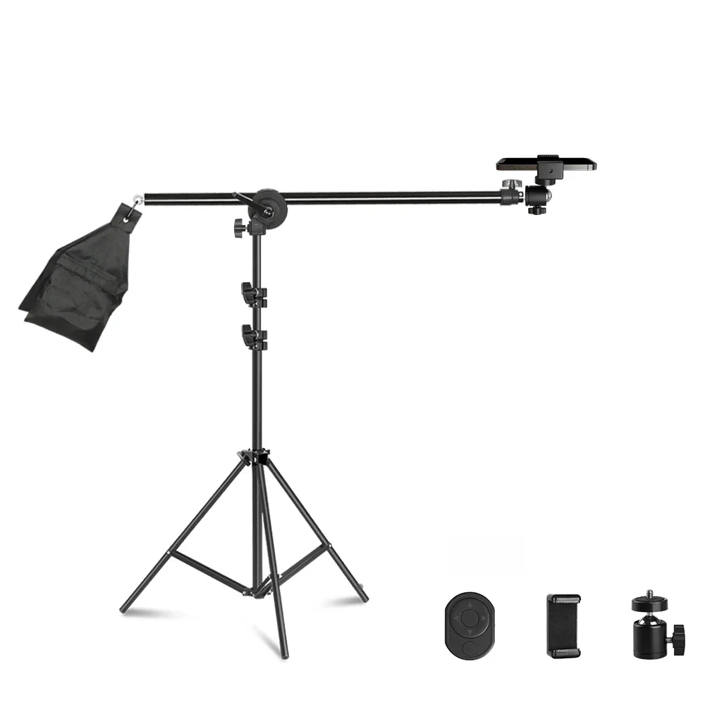 Trépied lumineux pour Studio Photo, 2M, avec bras de flèche en porte-à-faux de 135CM et sac de sable vide pour la photographie, support d'éclairage Softbox
