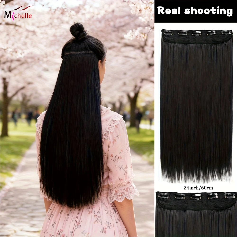 100G Clip In One Piece Human Hair Extension Straight Clip In Human Hair Extensions One Piece With 5Clips Natural Real Human Hair