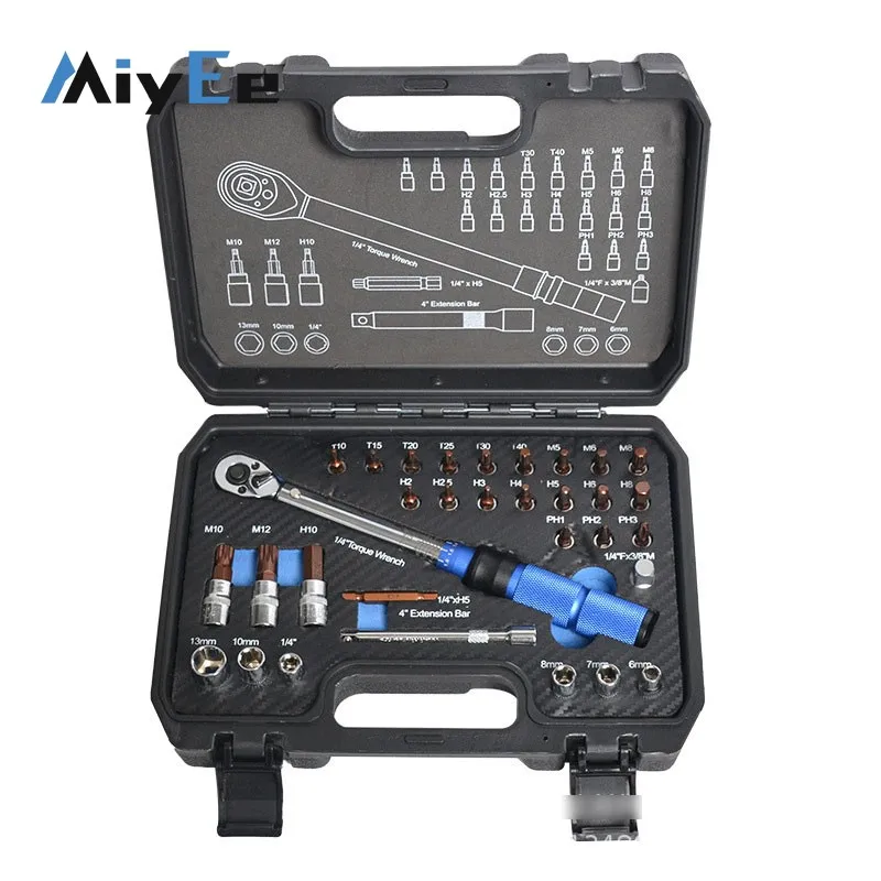 

Набор регулируемых динамометрических ключей 1/4 дюйма, высокоточный сплав S2 с противоскользящей ручкой, инструмент для обслуживания велосипеда, комплект из 32 предметов