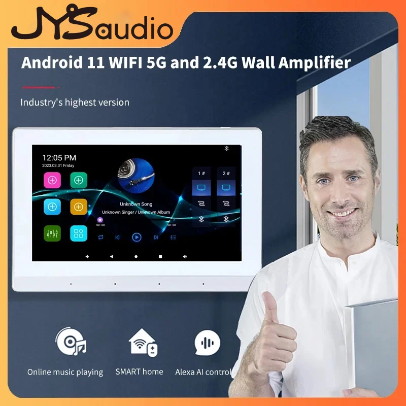 NEW 7 inch Android 11 Smart Home Background Music Panel Stereo Sound Google Play YouTube WIFI Bluetooth Audio In Wall Amplifier