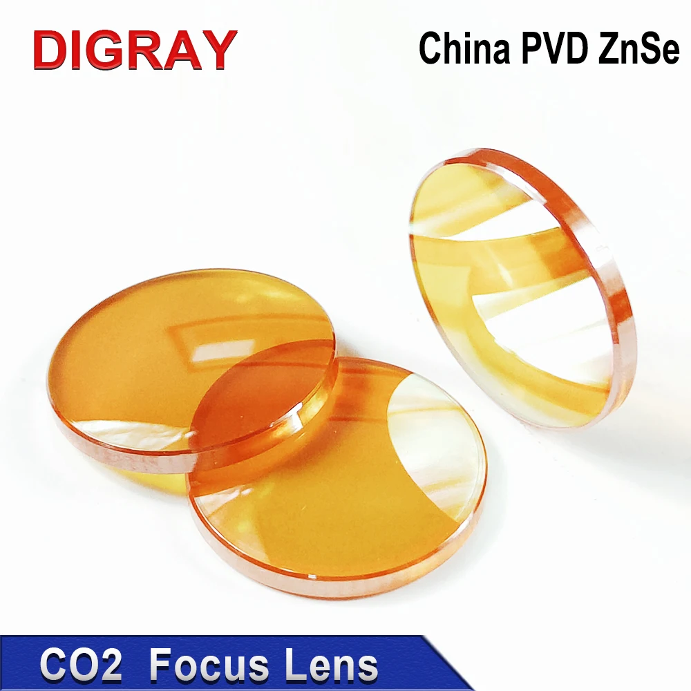 DIGRAY China Co2 PVD ZnSe Focus Lens Dia 12mm 18mm 19.05mm 20mm FL 38.1 50.8 63.5 76.2 101.6mm For Laser Engraving Cutting Machi