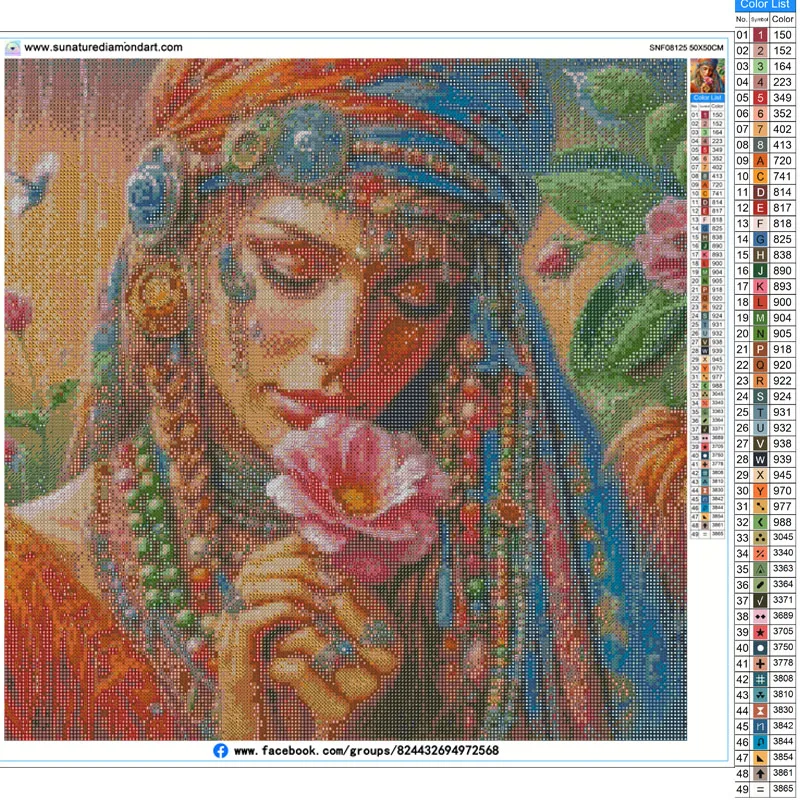 Sunature Diamond Painting Art Full Square Round Drills Girl Diamond Painting Kit