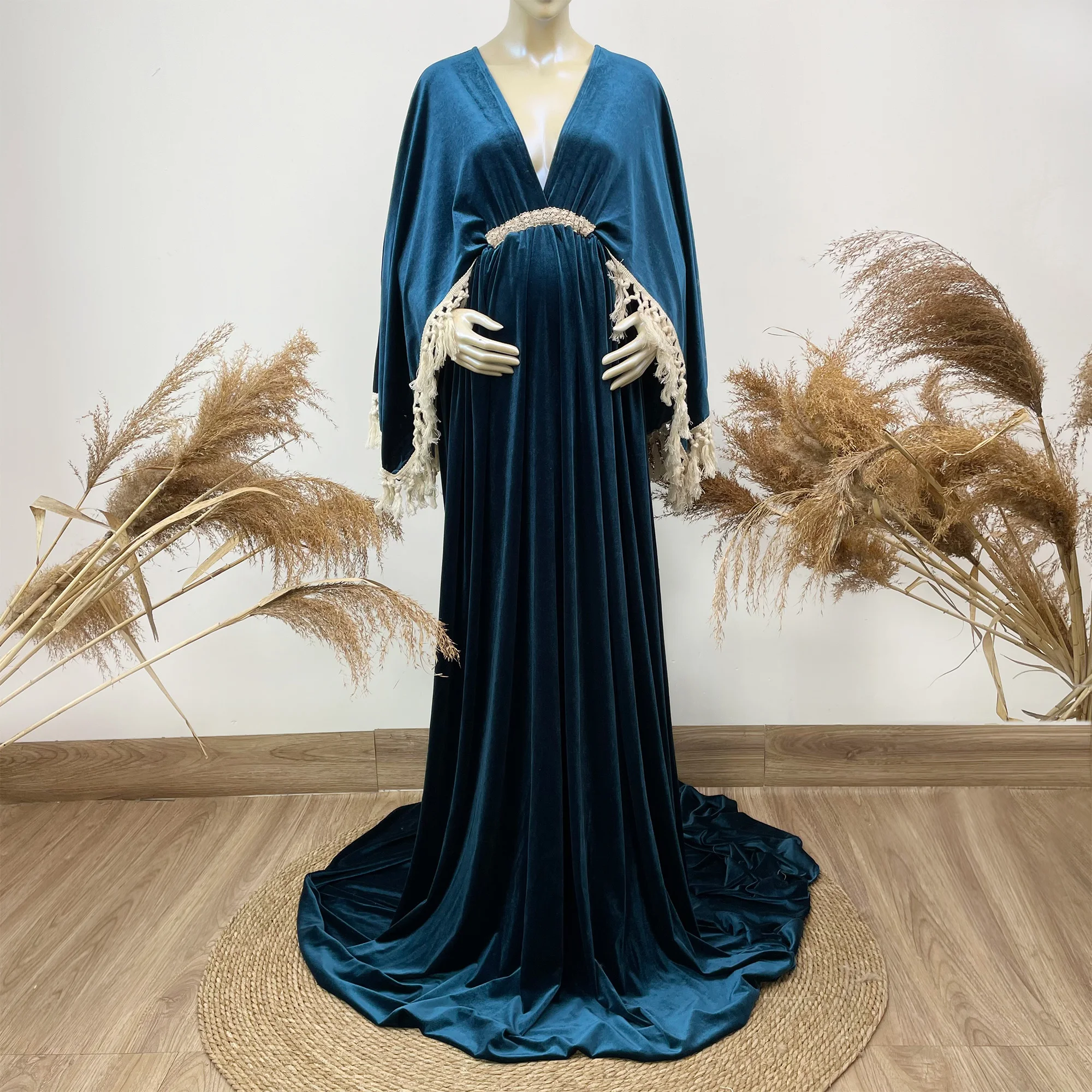 Don&Judy Velvet Maternity Dress for Photo Shoot Sexy Autumn Winter V Neck  Maxi Gown Dresses Pregnancy Party Robe for Muslim Mom - AliExpress 1501