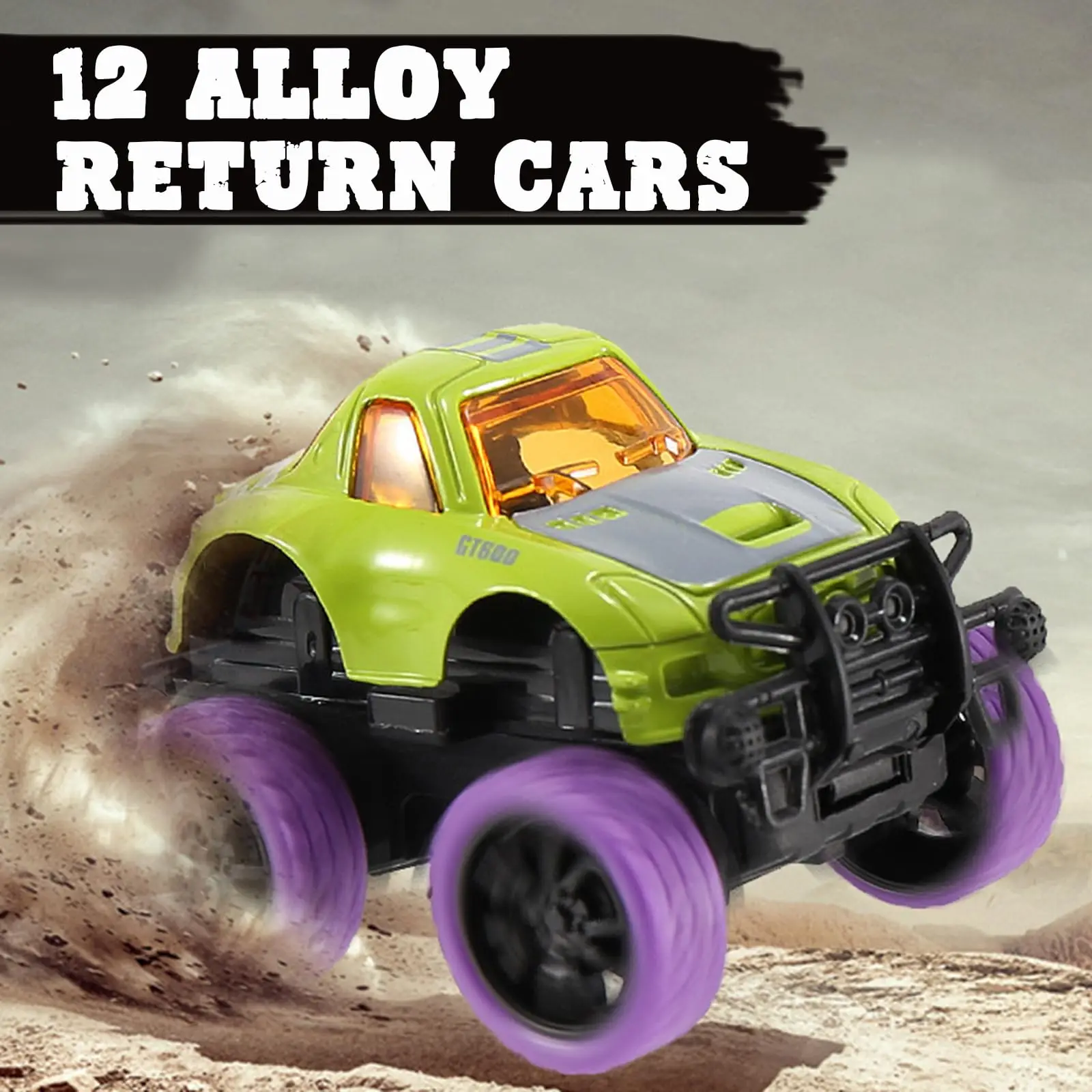 

12 Pcs Pullback Monster Cars with Prefilled Easter Eggs, Easter Basket Stuffers Fillers, Party Favors for Boys, Classroom Prizes