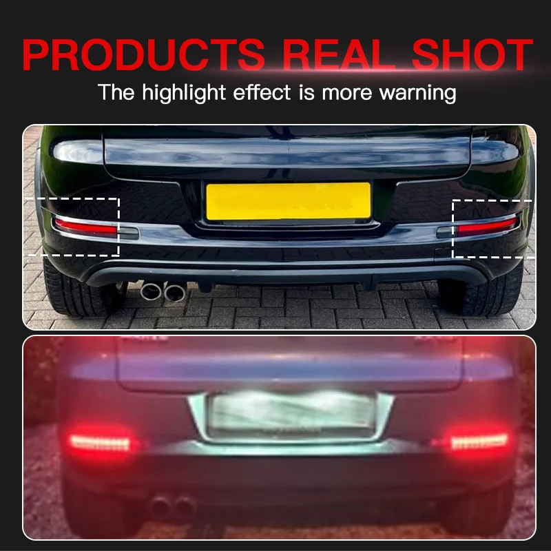 2PCS For VW Tiguan 2007 2008 2010 2011 2012 2013 2014 2015 2016 LED Car Rear light Bumper Reflector Lens Stop lamp Brake Lights