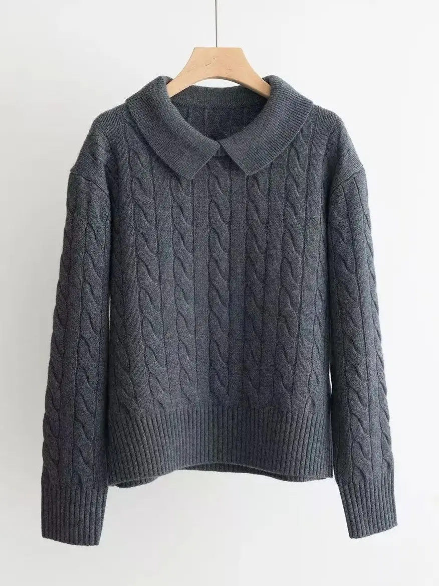 سترة بولو محبوكة فاخرة بلون سادة من صوف الكشمير