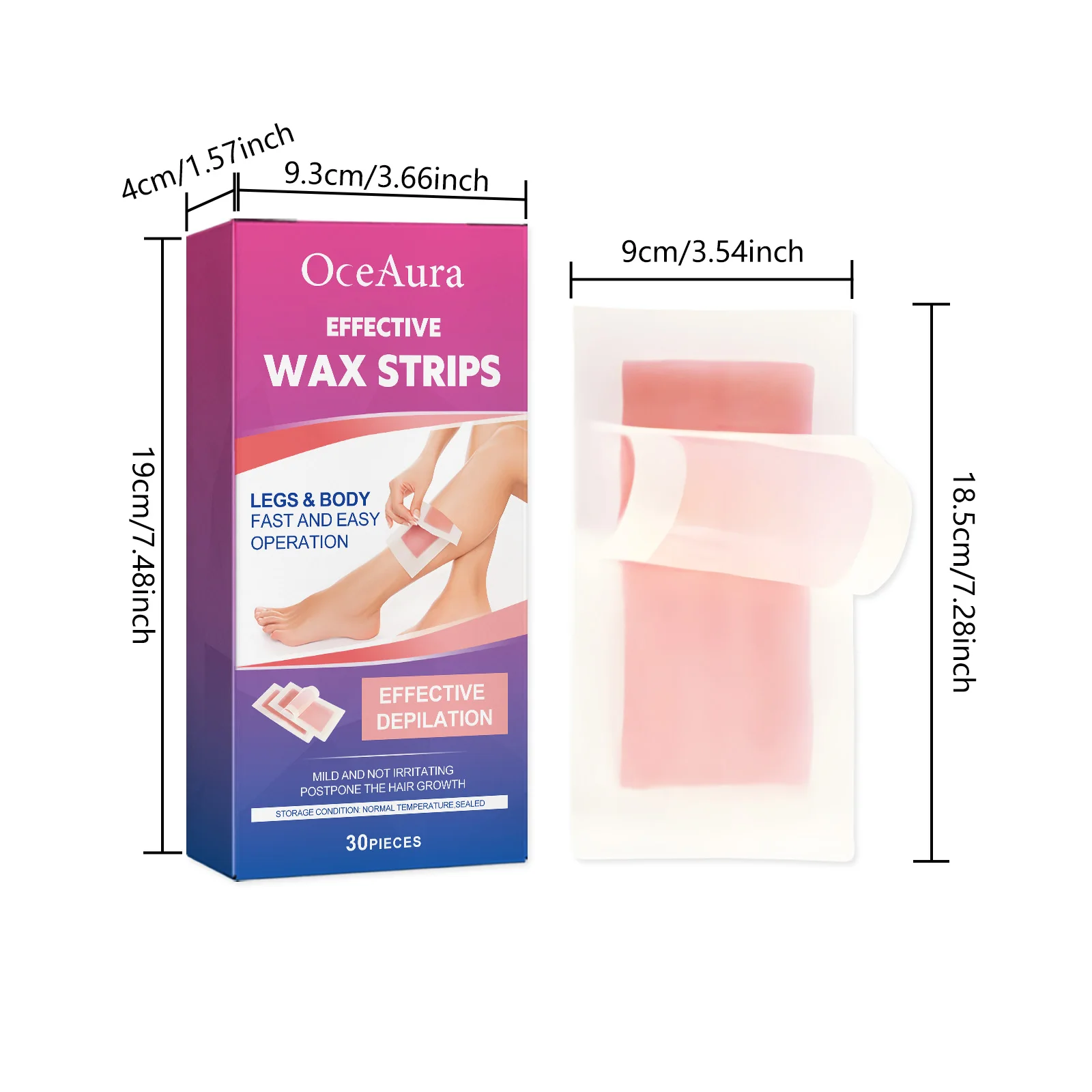 Oceaura Hair Removal Wax Strips Natural Fragrance Gentle Hair Remove Prevent Hair Growth Soothing Pore Shrink Hair Remove Wax