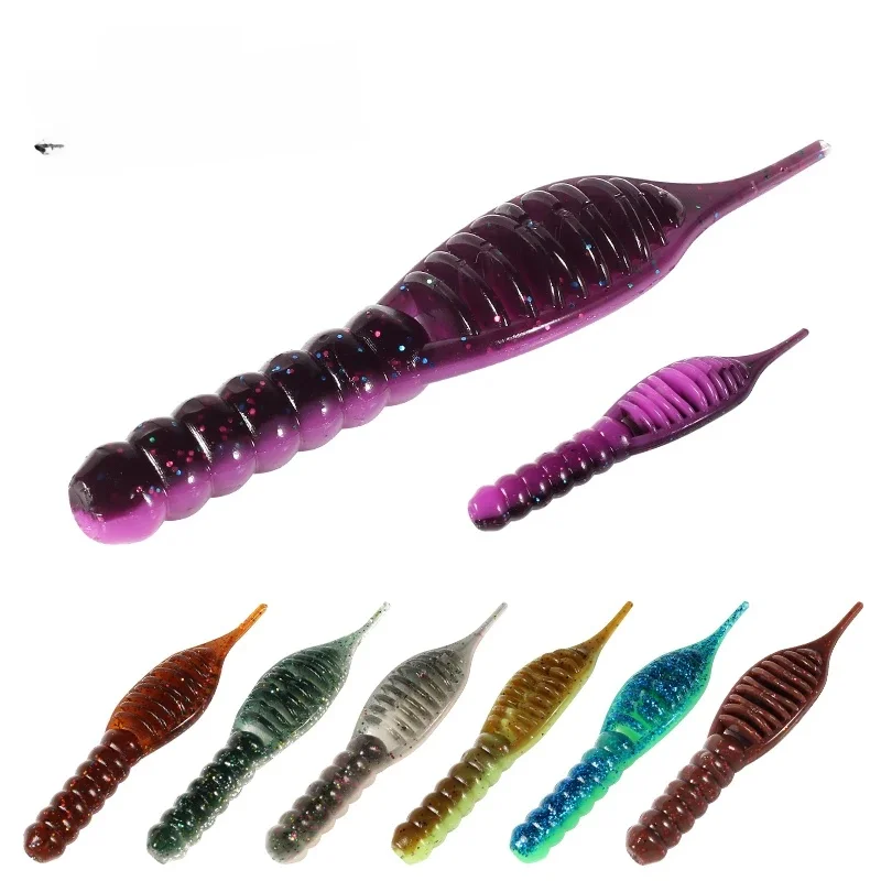 Leurres fanatik supercontinent 80mm/8 pièces 55mm/15 pièces leurre souple leurres de pêche appâts en Silicone souple larve appât souple