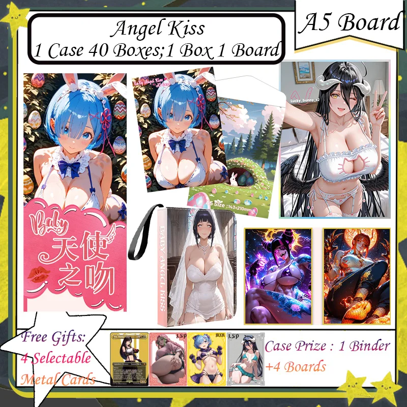 

BaBy Angel Kiss A5 Board New Goddess Story Cards Аниме Albedo Nezuko Rem Nami Купальник Бикини Waifu Booster Box Habbies Подарки